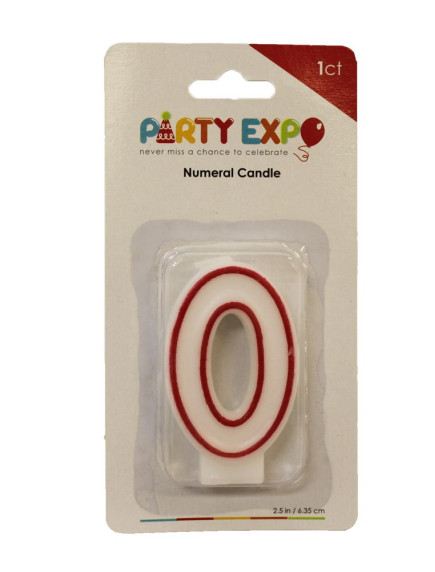 Party Expo Number 0 Candle - Red Outline