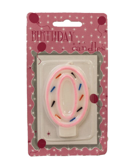 Number 0 Candle - Pink Outline Number 0 Candle - Pink Outline