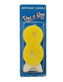 Dec-A-Cake Number 8 Candle - Yellow 