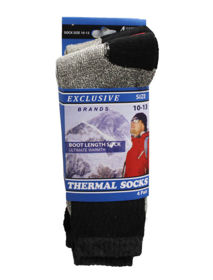 Men Thermal Socks Boot Length 4 pk Size 10-13