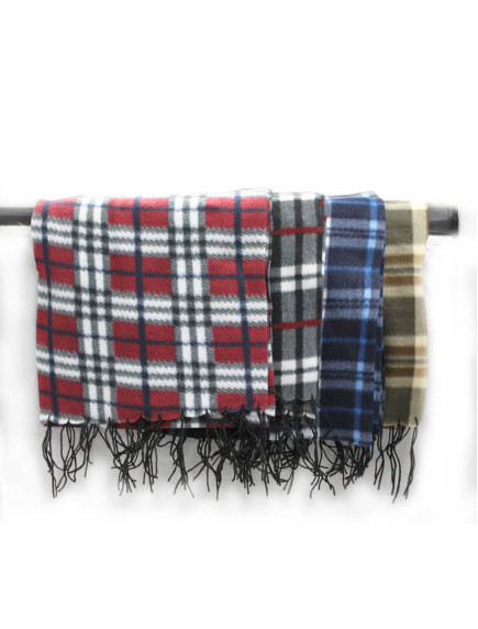 Fleece Checkered Scarf - Assorted Colors 
