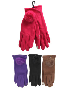 Women Gloves With Pom Pom  - Assorted Colors 