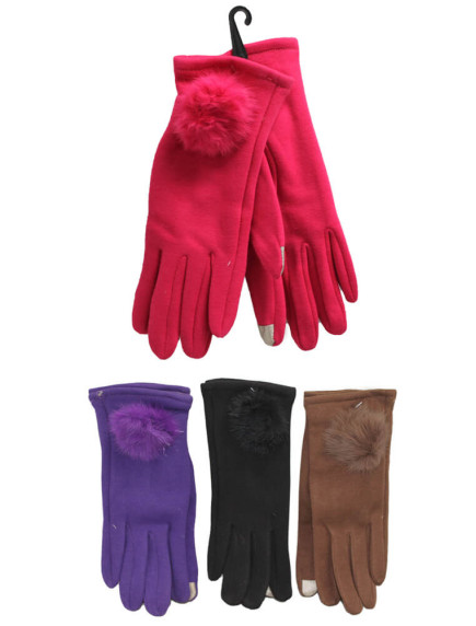 Women Gloves With Pom Pom  - Assorted Colors 